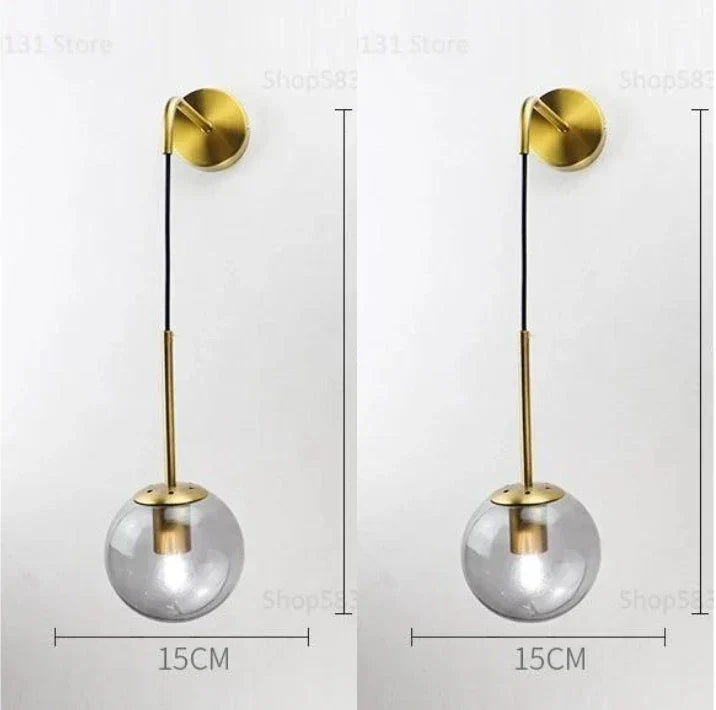 DecorBites™ Glass Ball Wall Lamp: Nordic Modern LED Lighting for Living Room, Bedroom, and Corridor