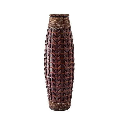 DecorBites™ Bamboo Woven Vase Rattan Flower Glass Arrangement Dried Flower Basket Living Room Decor