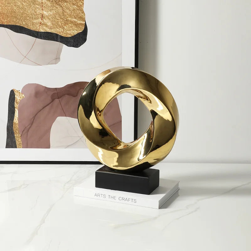 DecorBites™ Geometric Gold Ring Hollow Decor Figurines Home Accessory