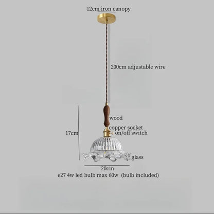 DecorBites™ Copper Wood Glass LED Pendant Lamp - French Minimalist Design for Home Decor