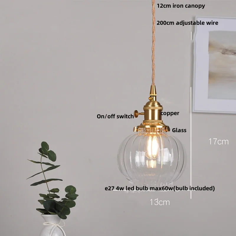 DecorBites™ Glass LED Pendant Lamp Modern Copper Socket Hanging Light