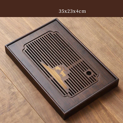 DecorBites™ Bamboo Tea Tray: Natural, Rectangular Tea Board for Kung Fu Tea Set