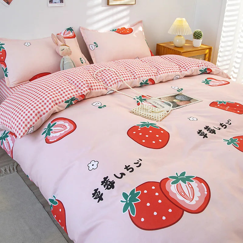 DecorBites™ Cartoon Lattice Floral Geometric Pattern Bedding Set