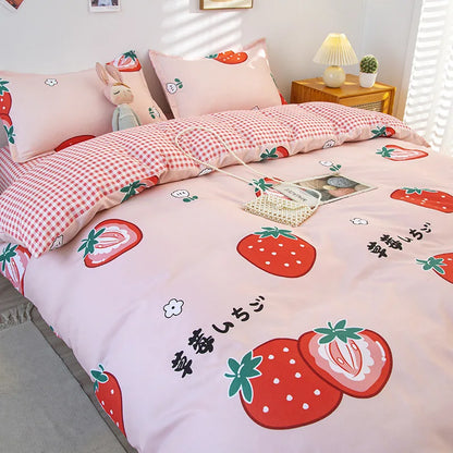 DecorBites™ Cartoon Lattice Floral Geometric Pattern Bedding Set