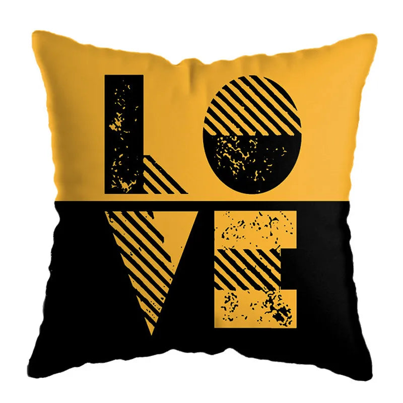 DecorBites™ Geometric Deer Print Pillowcase 45x45cm - Yellow Home Decor