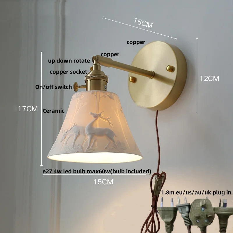 DecorBites™ LED Wall Lamp Sconce Up Down Rotate Pull Chain Switch Modern Stair Light Fixtures