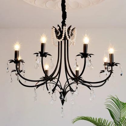 DecorBites™ Elegant Black Crystal Chandelier Pendant Light for Living Room