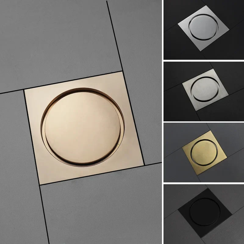 DecorBites™ Brass Square Shower Floor Drain for Kitchen and Bathroom, Insect-proof and Odor-proof
