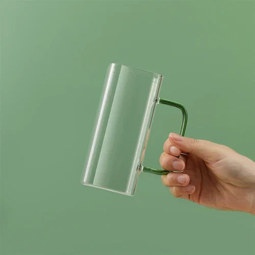 DecorBites™ 400ml Square Glass Mug, Microwave Safe, Transparent, Party Beer Coffee Cup