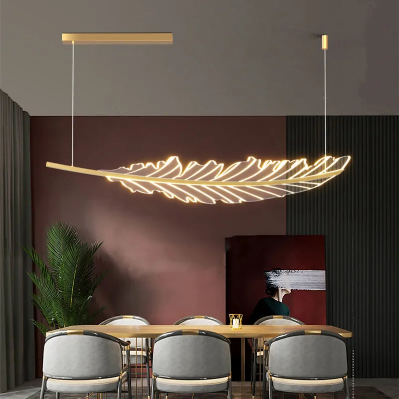 ™ Leaf Shaped Golden Chandelier for Living Room, Dining Room, Kitchen, and Coffee Shop