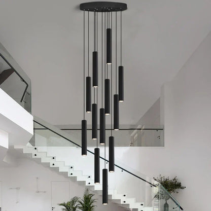 DecorBites™ Black LED Crystal Staircase Chandelier: Modern Nordic Design, Creative Island Hanging Lamp