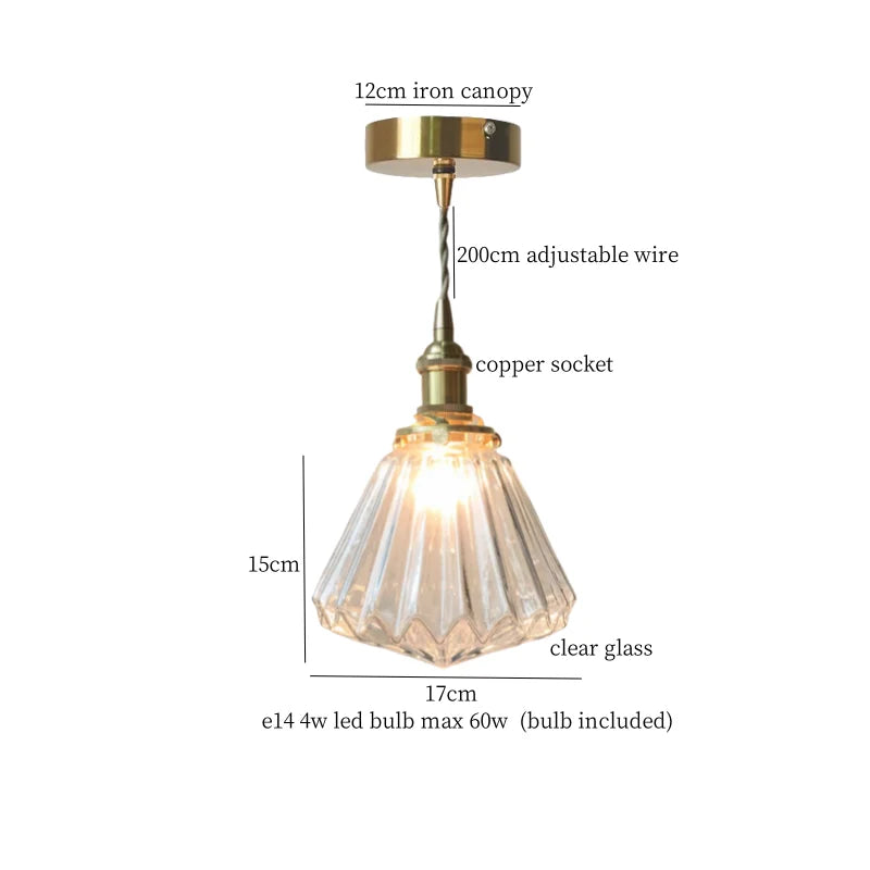 DecorBites™ Brass Amber Glass LED Pendant Light for Restaurant Bedside Kitchen Loft Bar