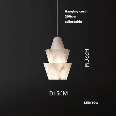 DecorBites™ Alabaster Pendant Lights LED Designer Hanging Lamps For Living Room