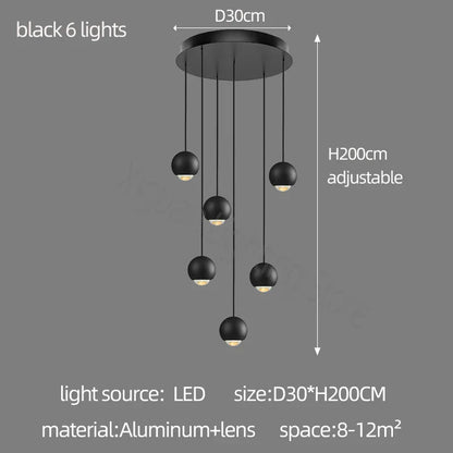 DecorBites™ Globe Lens Metal Chandelier for Living Room Kitchen Bedroom Cafe Staircase Villa