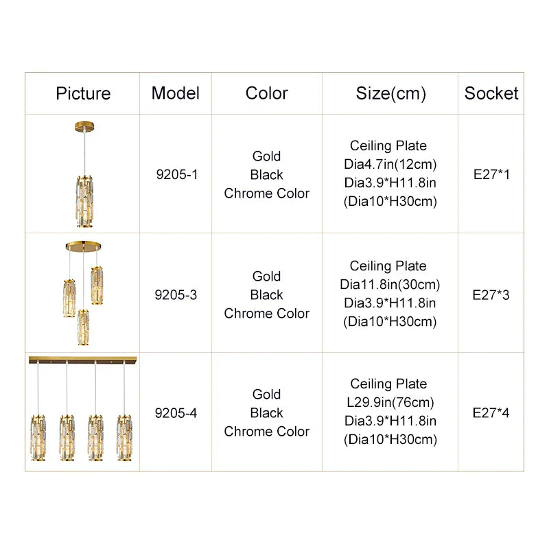 ™ Gold Crystal Chandelier: Elegant Dining Room Pendant Lighting