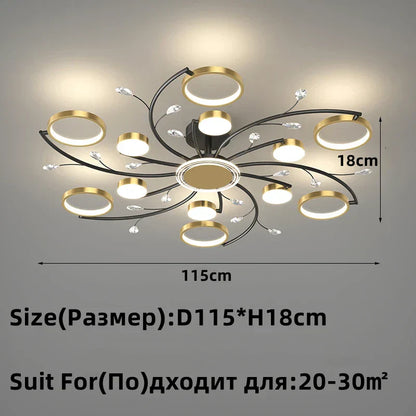 DecorBites™ Gold Aluminum LED Chandelier with K9 Crystal, Luxury Pendant Lights for Home Décor