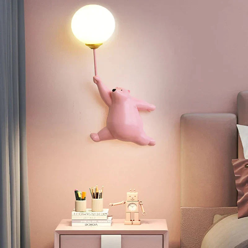 DecorBites™ Blue Bear 3D Moon Wall Lamp for Children's Bedroom Interior Lighting