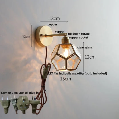 DecorBites™ Colorful Square Glass LED Wall Lights with Pull Chain Switch - Tiffany Style