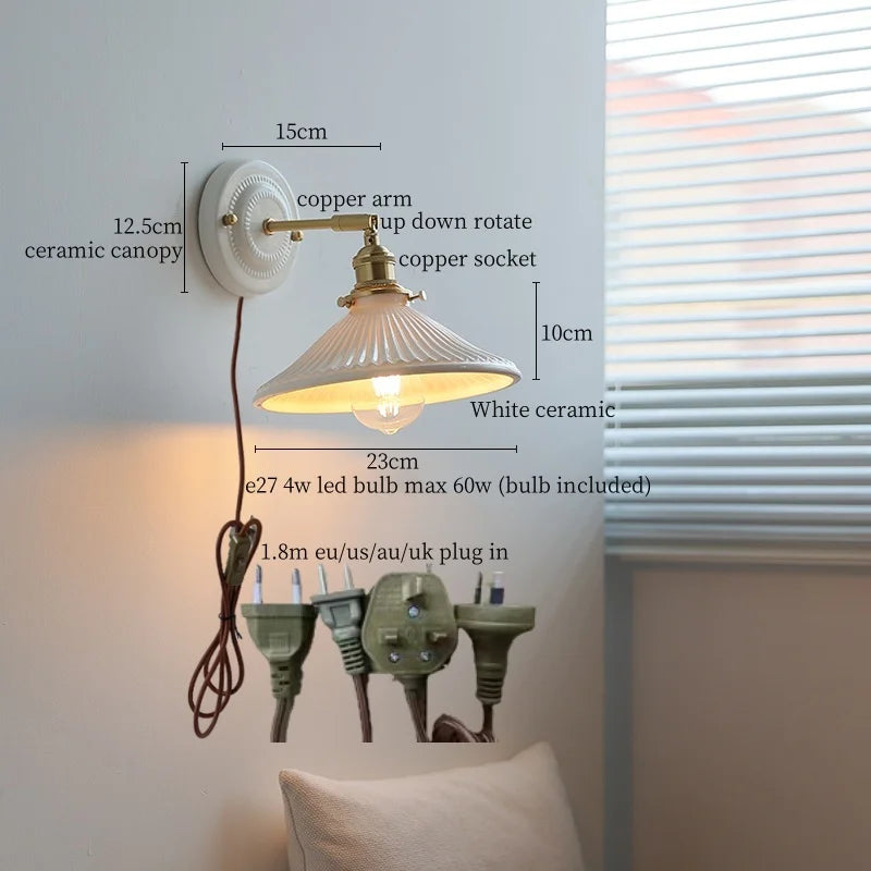 DecorBites™ Ceramic LED Wall Lamp Bedroom Kitchen Bathroom Mirror Bedside Stair Light