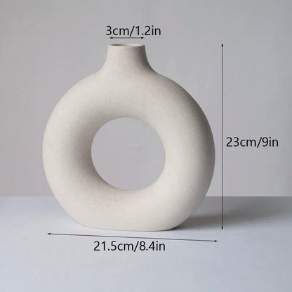 DecorBites™ Ceramic Donut Vase: Nordic Art Pampas Grass Home Decor Office Living Room