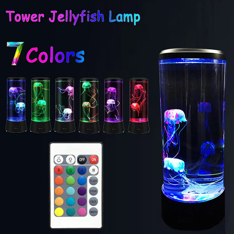 ™ Jellyfish Lamp: Remote Control LED Night Light, Color Changing Aquarium Décor, USB Charging