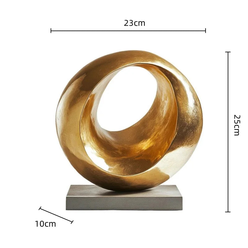 ™ Golden Ring Abstract Resin Figurines, Home Decor, Geometric Design