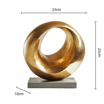™ Golden Ring Abstract Resin Figurines, Home Decor, Geometric Design