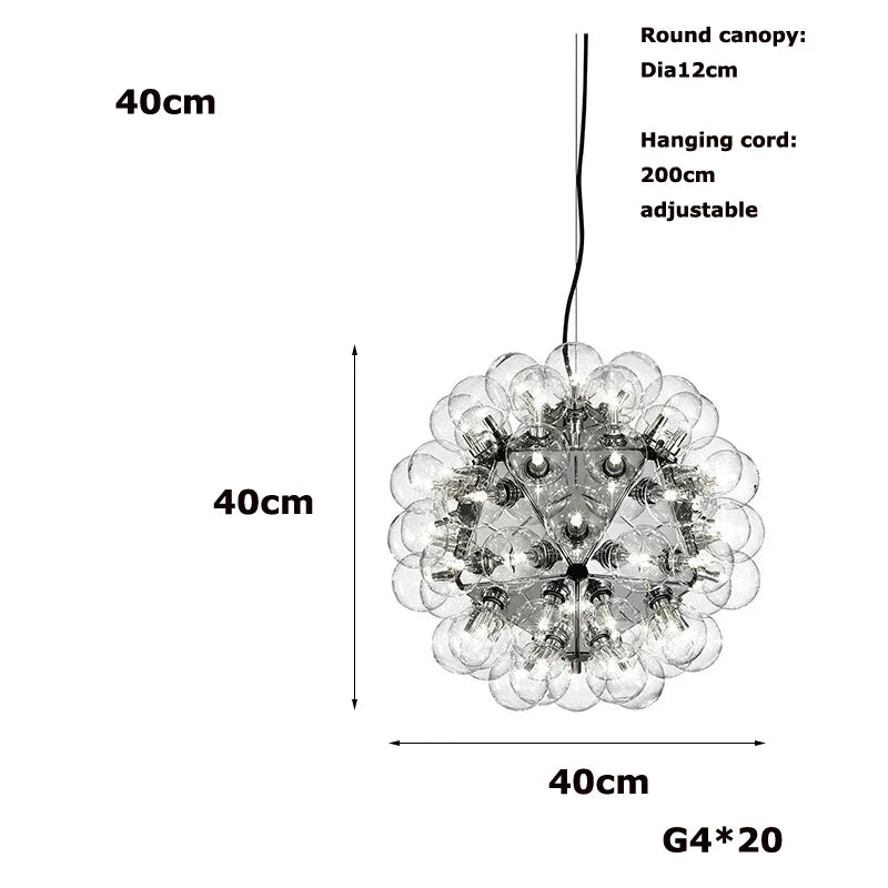 DecorBites™ Glass Bubble Kitchen Island Chandelier: LED Hanging Lamps for Dinning Room