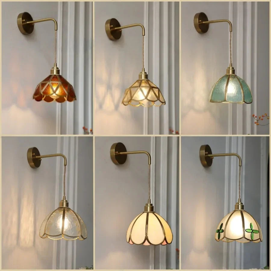 DecorBites™ Amber Glass LED Wall Light for Bedroom & Staircase - Modern Nordic Plug-In Fixture