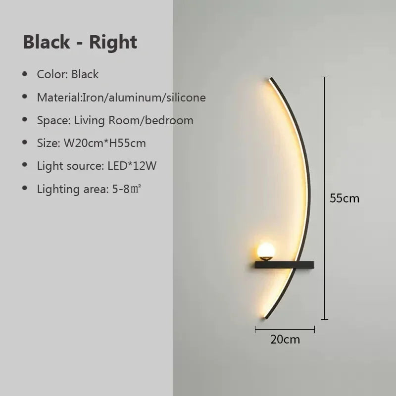 DecorBites™ Black Gold Modern Wall Sconce for Bedroom Study Home Indoor Lighting