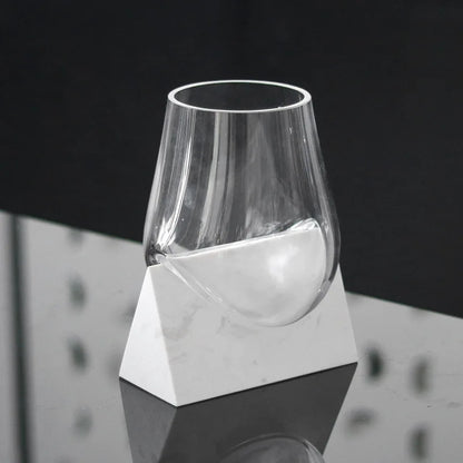 DecorBites™ Abstract Glass Vase with Marble Base for Home Decoration