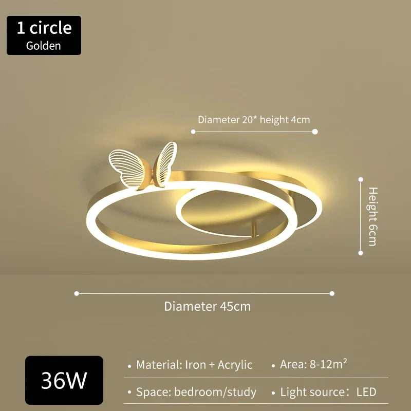 DecorBites™ Gold Butterfly Crystal Chandelier Pendant Light for Elegant Living Room & Restaurant Decoration