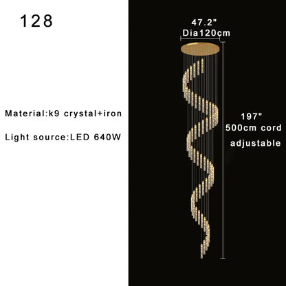 DecorBites™ Crystal Chandelier for Two-storey Foyer & Circular Stairwell