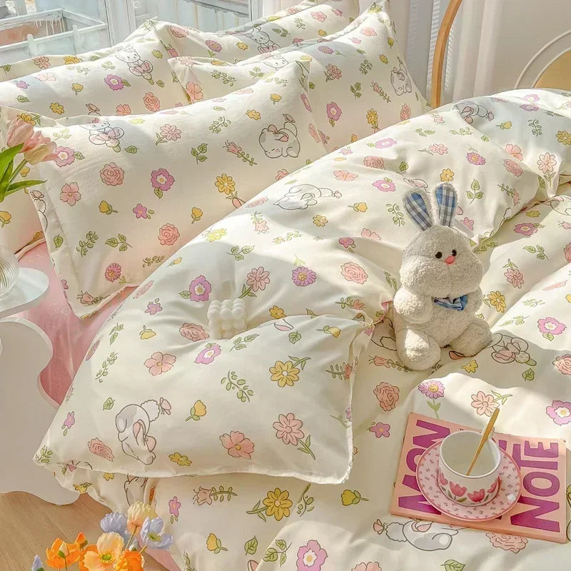 DecorBites™ Cartoon Print Polyester Bedding Set Full Size Soft Duvet Cover Set