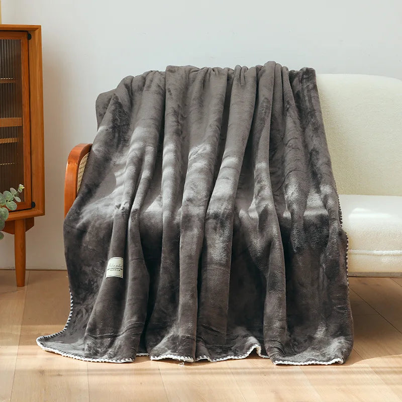 DecorBites™ Double-Layer Warm Blanket: Flannel & Lamb Wool Sofa Blanket