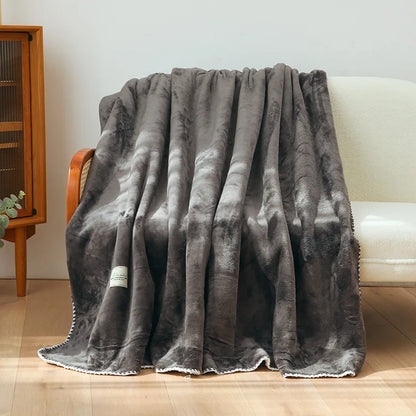 DecorBites™ Double-Layer Warm Blanket: Flannel & Lamb Wool Sofa Blanket