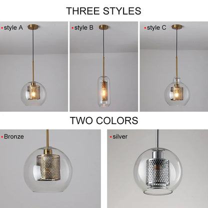 DecorBites™ Ball Glass Pendant Light Modern Kitchen Dining Living Room Fixture