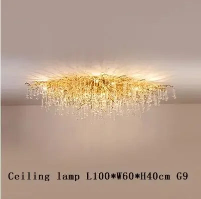DecorBites™ Crystal Water Drop LED Chandelier for Luxurious Living Room Decor.