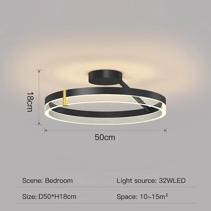 DecorBites™ Black Gold Round Chandelier: Modern Design Ceiling Lamp for Home Decoration