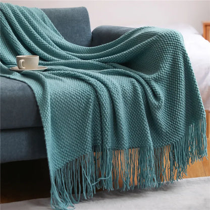 ™ Knitted Pineapple Grid Throw Blanket - Nordic Sofa Blanket for Home Decor