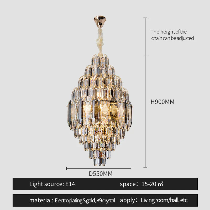 DecorBites™ Crystal Chandelier - Luxe Light for Villa, Hotel & Building Project