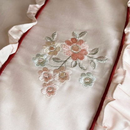 DecorBites™ 1000TC Cotton Flowers Embroidery Lace Ruffles Bedding Set