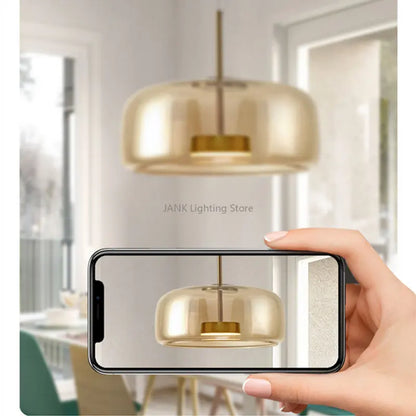 DecorBites™ Amber Glass Chandelier Pendant Light for Living Room, Bedroom, Kitchen, and Bar