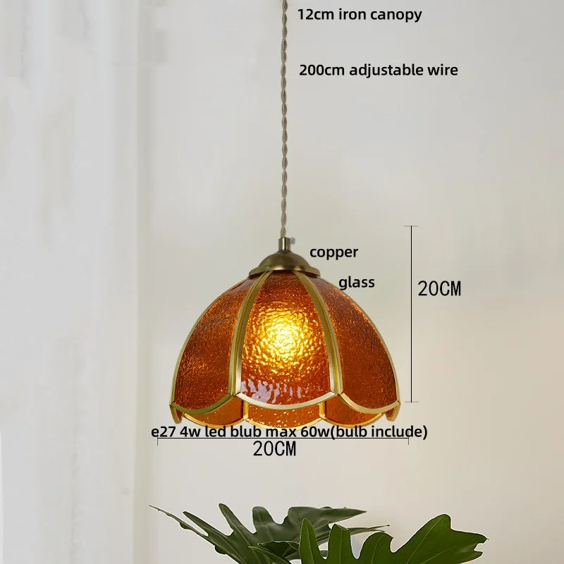 DecorBites™ Blue Glass LED Pendant Light: Modern Nordic Tiffany Hanging Lamp for Bedroom & Dining Room