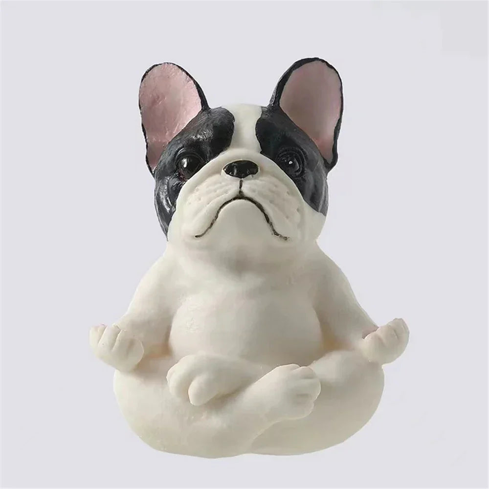 DecorBites™ Bulldog Resin Statue Yoga Sculpture Miniature Figurine Home Garden Decor