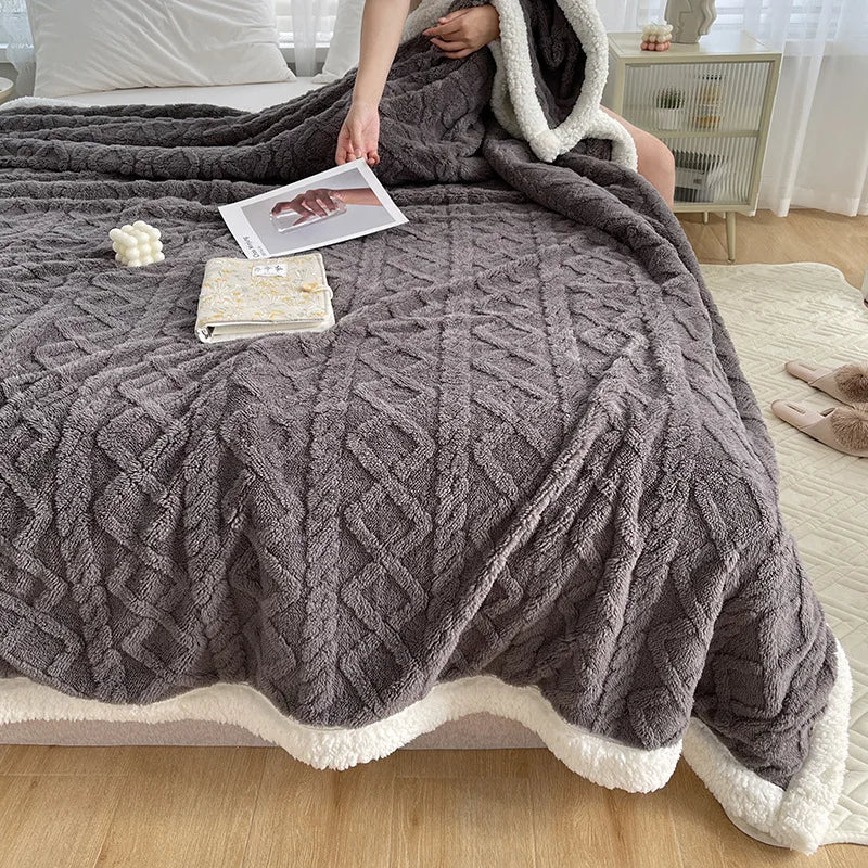 DecorBites™ Lambswool Coral Flannel Blanket for Home & Office - Cozy Sofa & Bed Cover