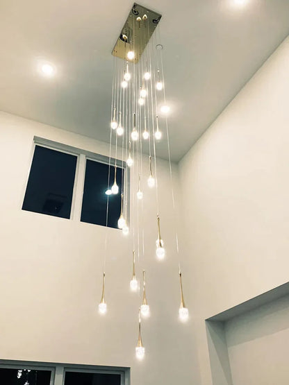 DecorBites™ Crystal Chandelier: Modern LED Water Droplet Staircase Light