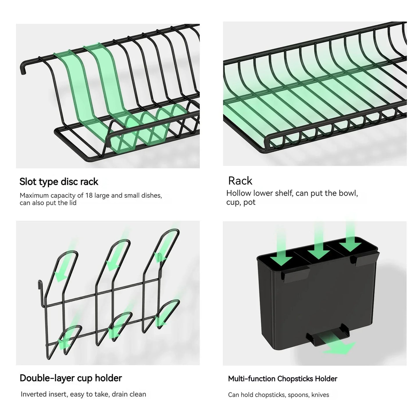 ™ Kitchen Organizer Rack with Drainboard for Dishes, Utensils, and Cups