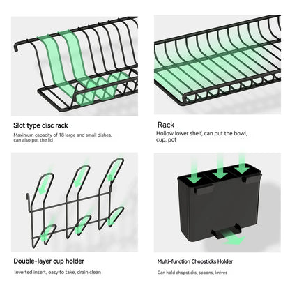 ™ Kitchen Organizer Rack with Drainboard for Dishes, Utensils, and Cups