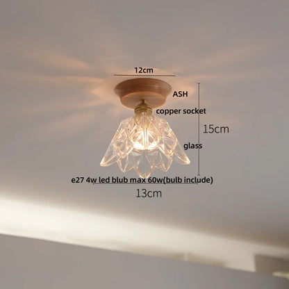 DecorBites™ Lotus Glass LED Ceiling Light with Copper Base - Modern Nordic Design